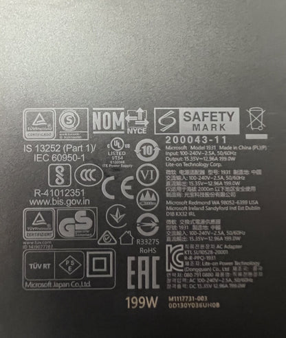 Genuine Microsoft Surface 199W AC Power Supply Model 1931 for Surface Dock 2